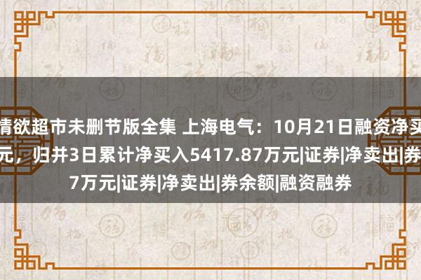 情欲超市未删节版全集 上海电气：10月21日融资净买入3612.83万元，归并3日累计净买入5417.87万元|证券|净卖出|券余额|融资融券