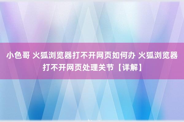 小色哥 火狐浏览器打不开网页如何办 火狐浏览器打不开网页处理关节【详解】